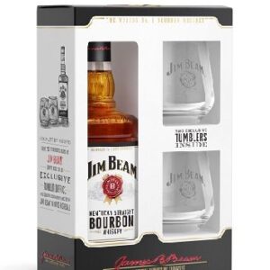 BOURBON WHISKEY JIM BEAM+2 ČAŠE 0,7L